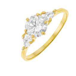 Bague en or jaune et oxydes de ziconium