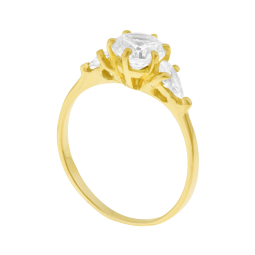 Bague en or jaune et oxydes de ziconium