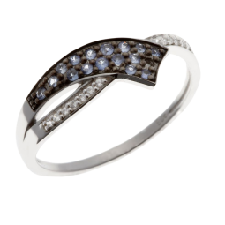 Bague en or gris et rhodié, saphirs et diamants