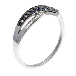 Bague en or gris et rhodié, saphirs et diamants