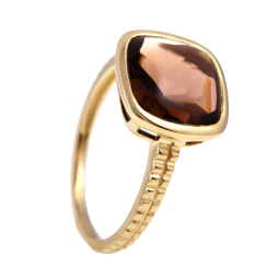 Bague en or jaune et quartz fumé