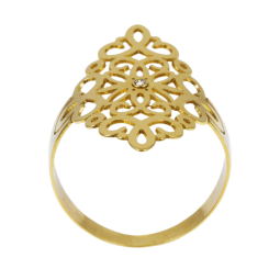 Bague en or jaune ajouré et oxyde de zirconium