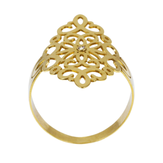 Bague en or jaune ajouré et oxyde de zirconium Bague en or jaune ajouré et oxyde de zirconium