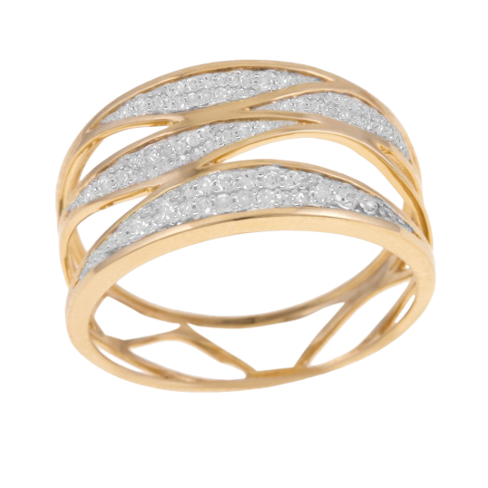 Bague en or jaune rhodié et diamants