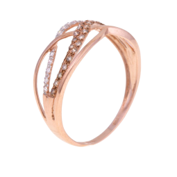 Bague en or rose et rhodié,  diamants et diamants bruns