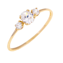 Bague en or jaune, oxydes de zirconium