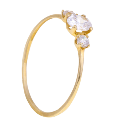 Bague en or jaune, oxydes de zirconium