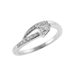Solitaire en or gris diamant poire et diamants