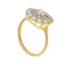 Bague en or jaune rhodié, saphirs et oxydes de zirconium