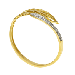 Bague en or jaune rhodié et diamants, feuille