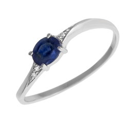 Bague en or gris saphir et diamants