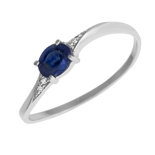 Bague en or gris saphir et diamants