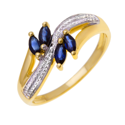 Bague en or jaune rhodié et saphirs