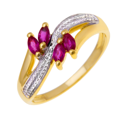 Bague en or jaune rhodié et rubis