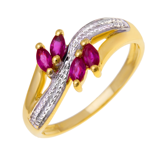 Bague en or jaune rhodié et rubis