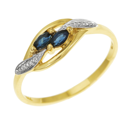 Bague en or jaune rhodié et saphirs