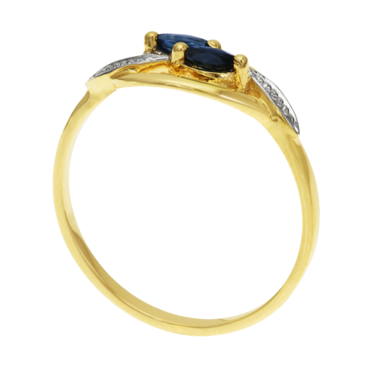 Bague en or jaune rhodié et saphirs