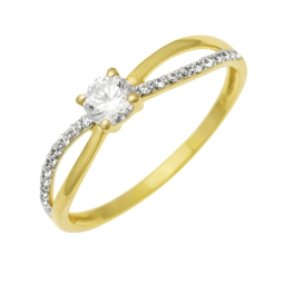 Bague en or jaune et rhodié et oxydes de zirconium