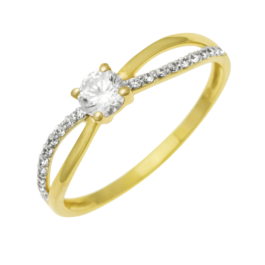 Bague en or jaune et rhodié et oxydes de zirconium