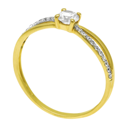 Bague en or jaune et rhodié et oxydes de zirconium