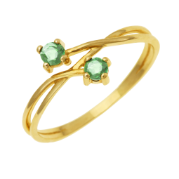 Bague en or jaune et émeraudes