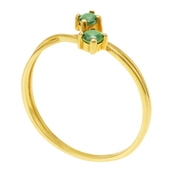 Bague en or jaune et émeraudes