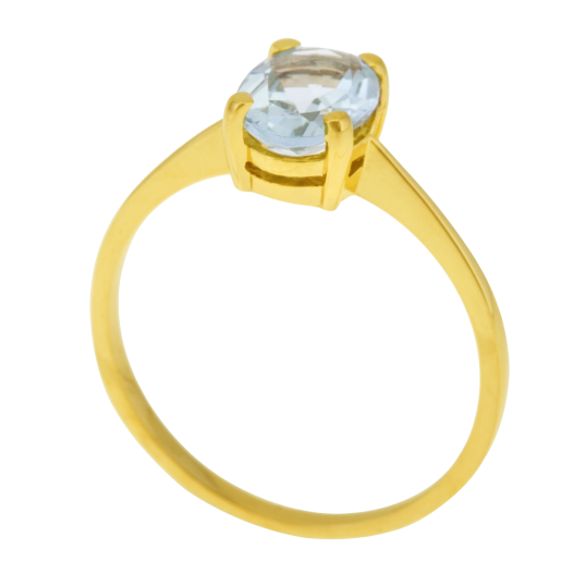 Bague en or jaune, aigue marine