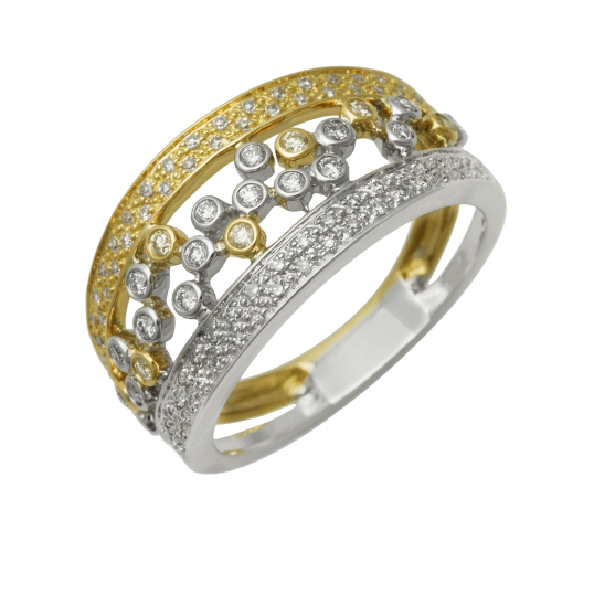 Bague 2 ors, diamants