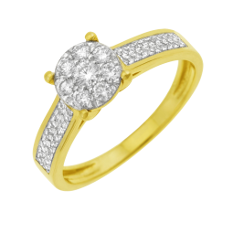 Bague en or jaune rhodié et diamants