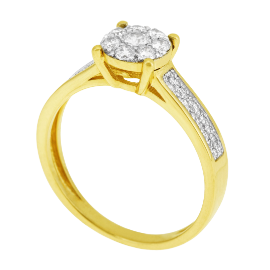 Bague en or jaune rhodié et diamants Bague en or jaune rhodié et diamants