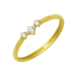 Bague en or jaune et oxydes de zirconium