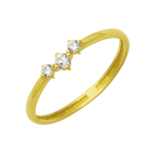 Bague en or jaune et oxydes de zirconium