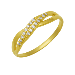 Bague en or jaune et oxydes de zirconium
