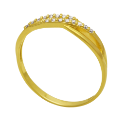 Bague en or jaune et oxydes de zirconium
