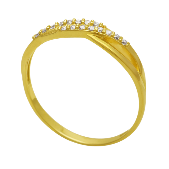 Bague en or jaune et oxydes de zirconium