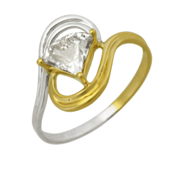 Bague or jaune et rhodié, oxyde de zirconium