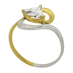 Bague or jaune et rhodié, oxyde de zirconium