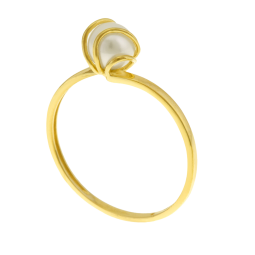 Bague en or jaune, perle de culture