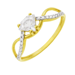 Bague en or jaune et rhodié, oxydes de zirconium