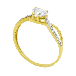 Bague en or jaune et rhodié, oxydes de zirconium