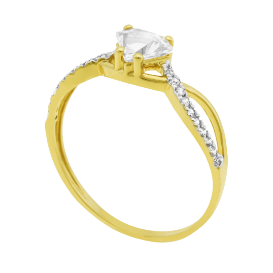 Bague en or jaune et rhodié, oxydes de zirconium