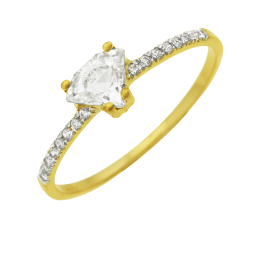 Bague en or jaune et rhodié, oxydes de zirconium