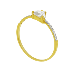 Bague en or jaune et rhodié, oxydes de zirconium