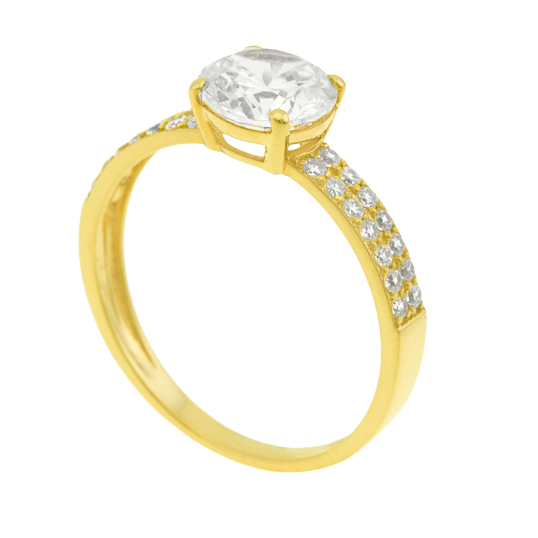 Bague en or jaune et oxydes de zirconium