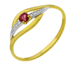 Bague en or jaune rhodié et rubis