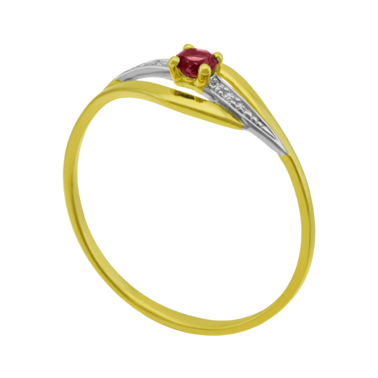 Bague en or jaune rhodié et rubis