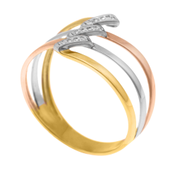 Bague en or rhodié 3 couleurs et diamants
