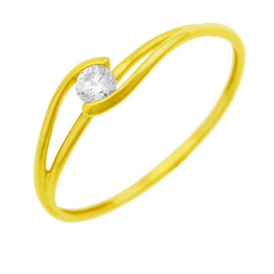 Bague en or jaune, oxyde de zirconium