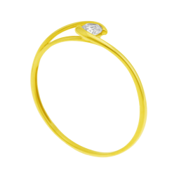 Bague en or jaune, oxyde de zirconium