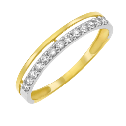 Bague en or jaune rhodié, oxydes de zirconium